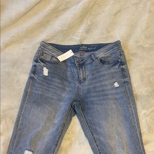 Soho Women's Distressed Light Blue Skinny Jeans